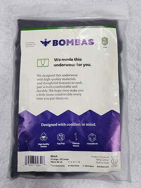 Men's Bombas Black Boxer Brief Underwear New With Tags